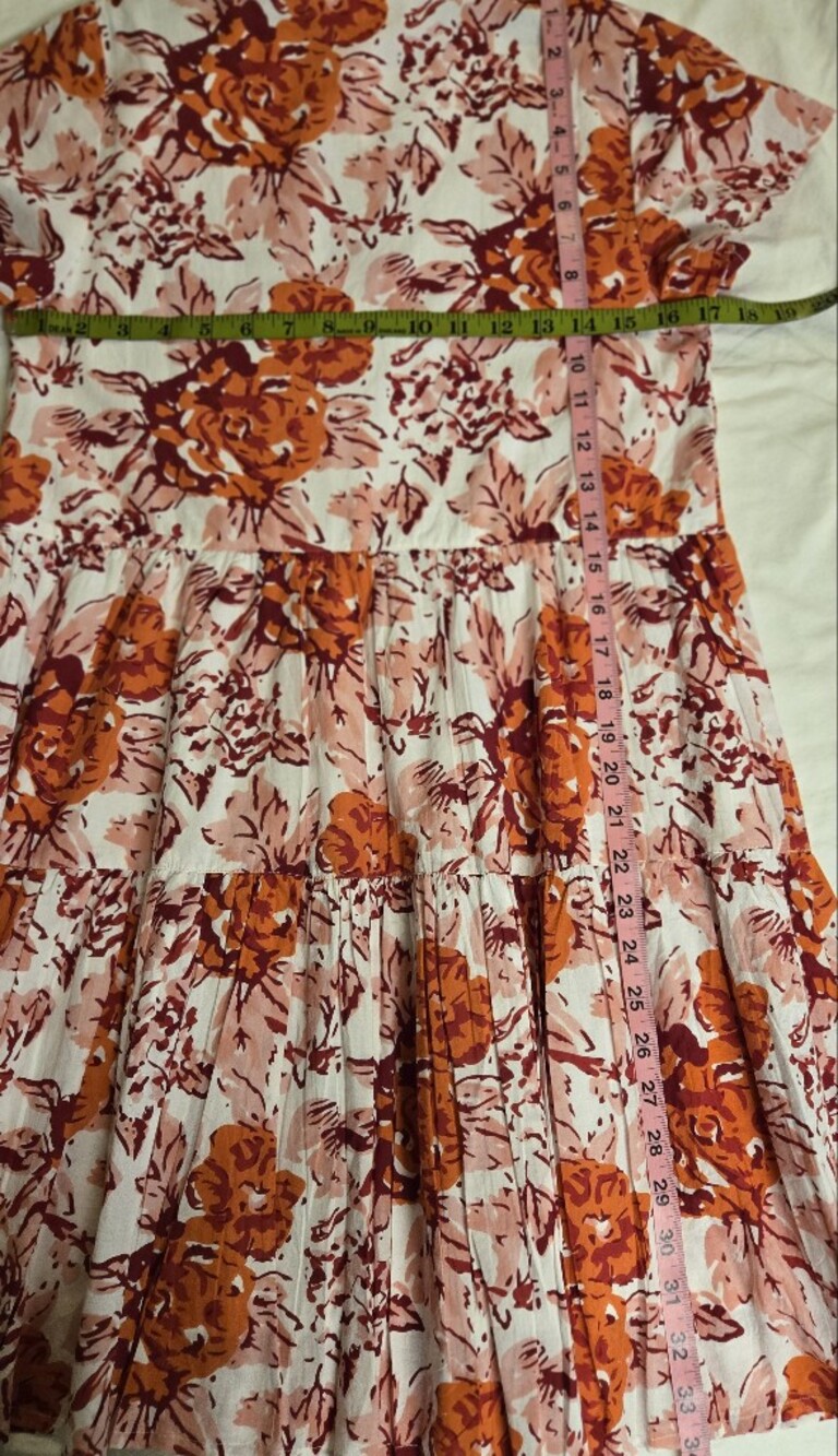 Jude Connally Pink and Red Floral V-Neck Tiered Mini Dress - Picture 10 of 13